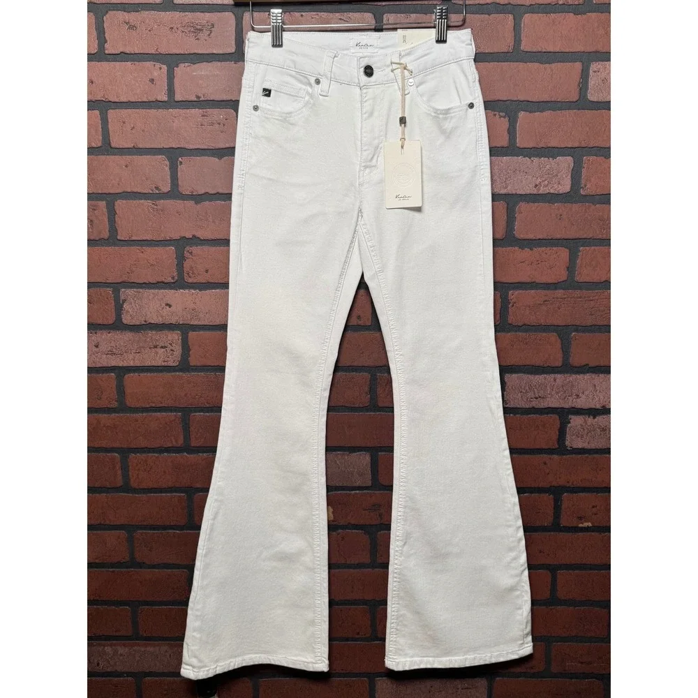 Kancan Petite Hilary Mid Rise Flare White Jeans‎ Boho Casual Women's 03/25 NWT